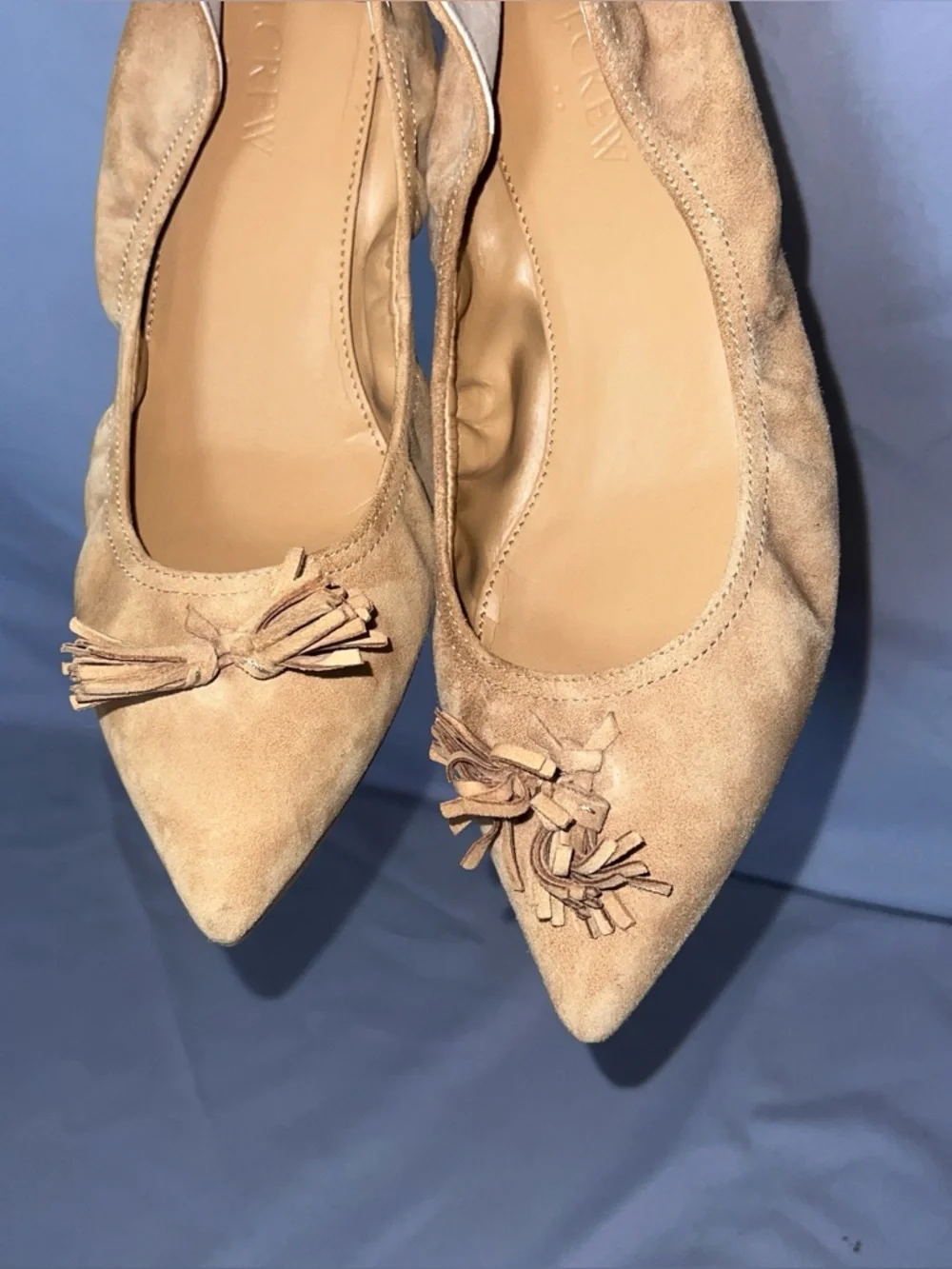 J Crew nude suede tassel pointed toe flat | size 8.5 - Picture 1 of 4